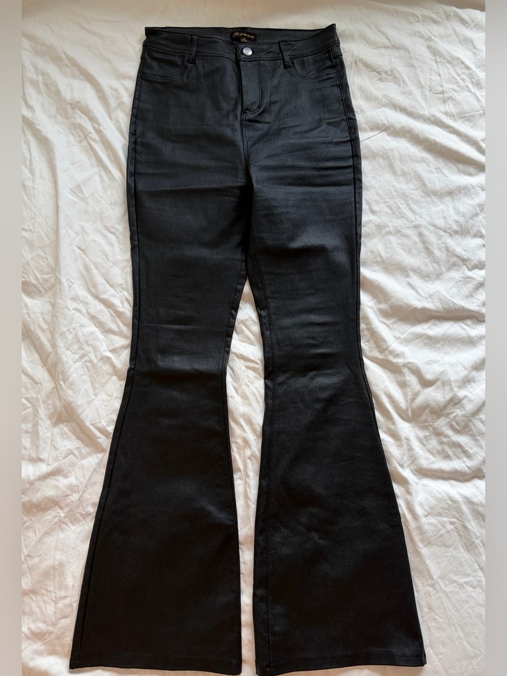 Shinestar Black Faux Leather High-Waist Pants